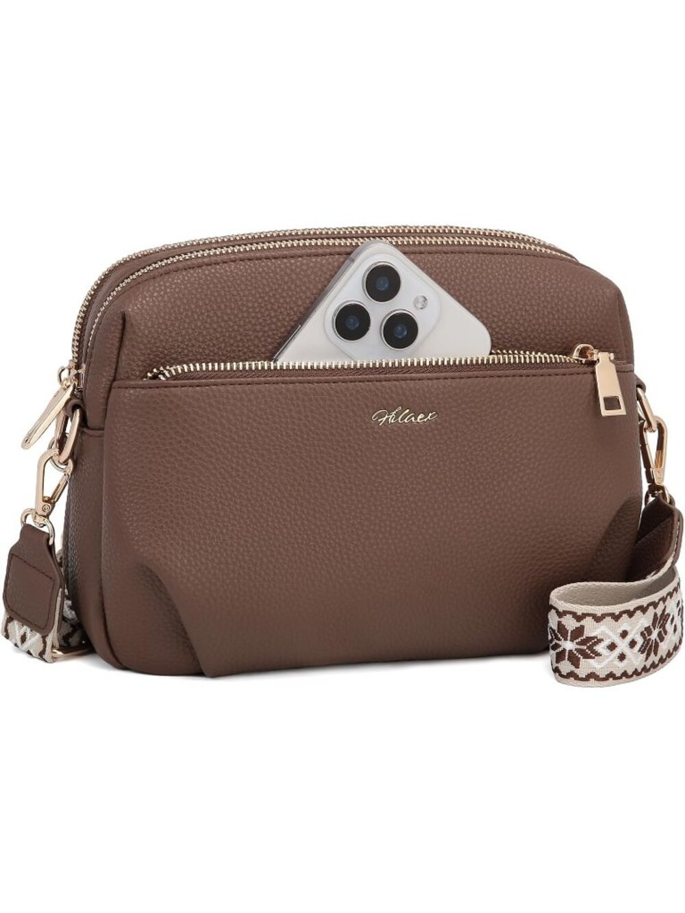 Women's Cinnamon Vegan Leather RFID Anti Theft Designer Purse Crossbody Bag